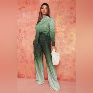 Green ombré print oversized shirt